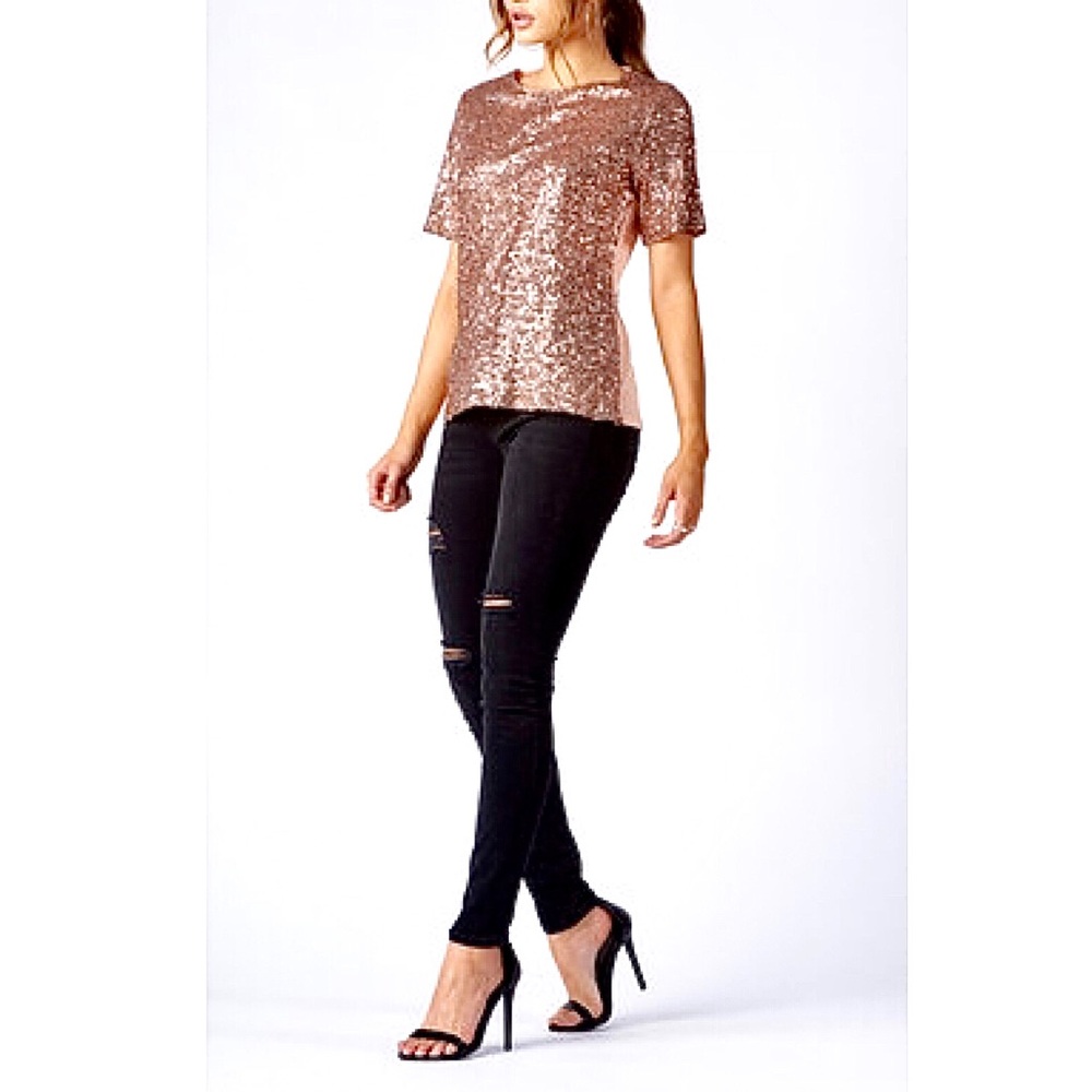 2xHP💘ST.JOHN⚡️Amalfi Blue Sequin Silk Blouse_4